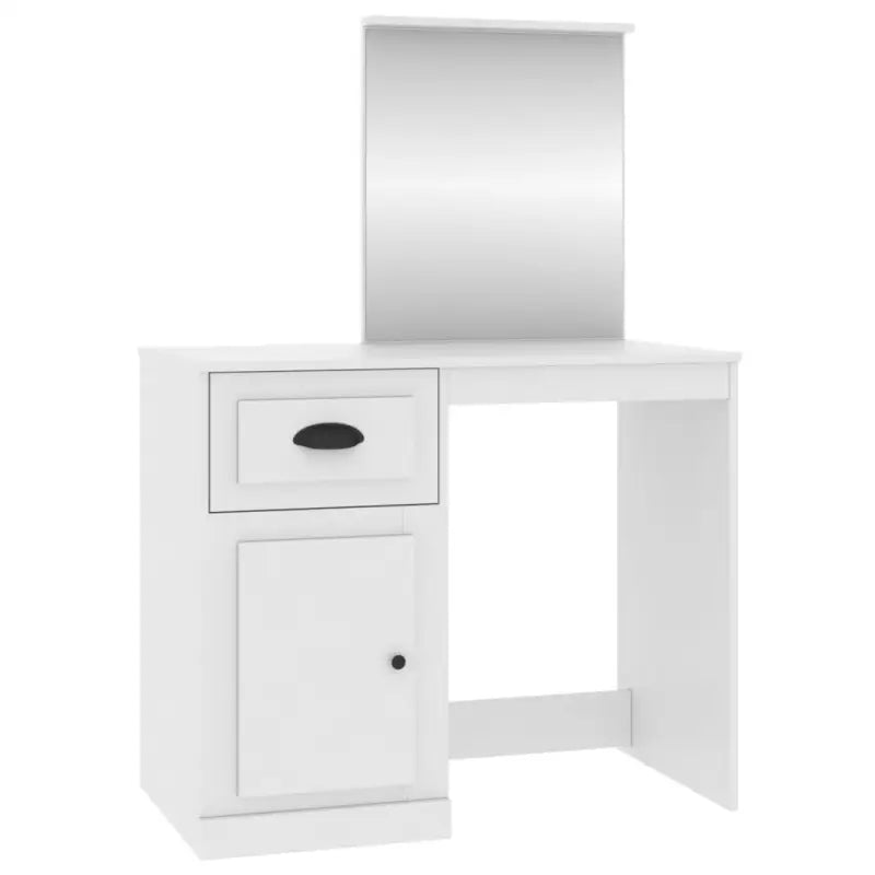 Slaapkamerkaptafel van bewerkt hout met moderne asymmetrische vorm - Slaapkamerkaptafels