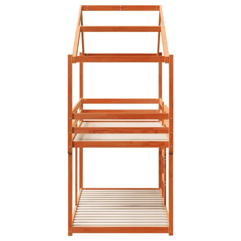 Stapelbed met bedhuis van massief grenenhout en open zijdeur - Bedden & bedframes