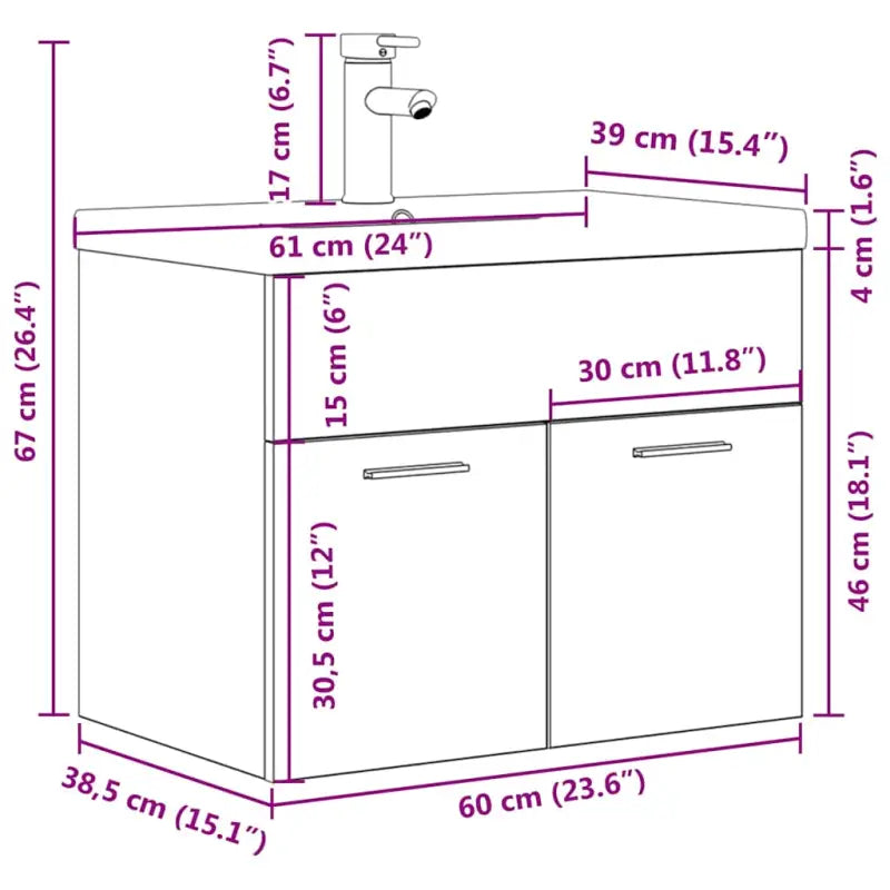 Stijlvolle badkamerkast met ingebouwde wasbak en opbergruimte - Badkamermeubelsets