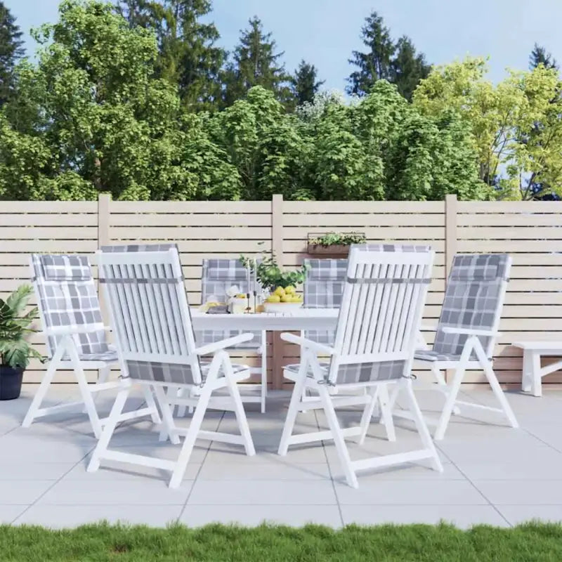 Stoelkussens met hoge rug van oxford stof voor frisse uitstraling - Grijs ruitpatroon / 6 - Stoelkussens