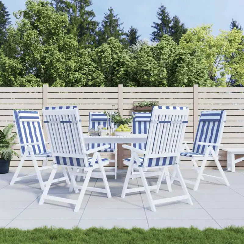 Stoelkussens met hoge rug van oxford stof voor frisse uitstraling - Blauw en wit / 6 - Stoelkussens