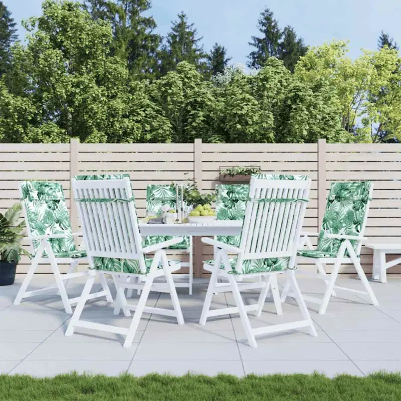 Stoelkussens met hoge rug van oxford stof voor frisse uitstraling - Bladpatroon / 6 - Stoelkussens