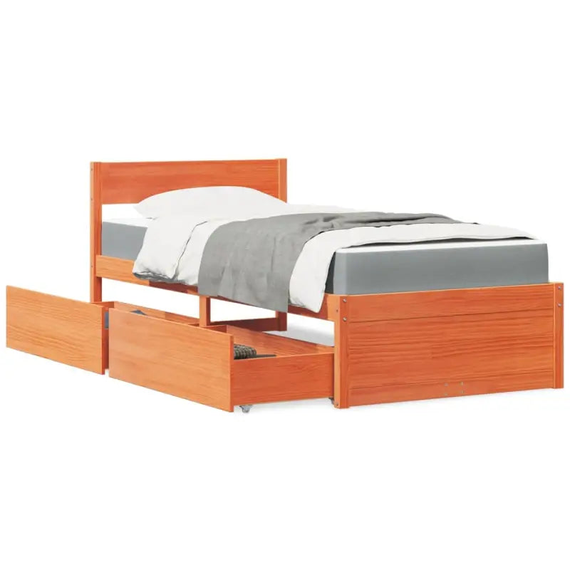 Tijdloos bedframe van massief grenenhout voor je slaapkamer - Wasbruin / 90 x 200 cm - Bedden & bedframes