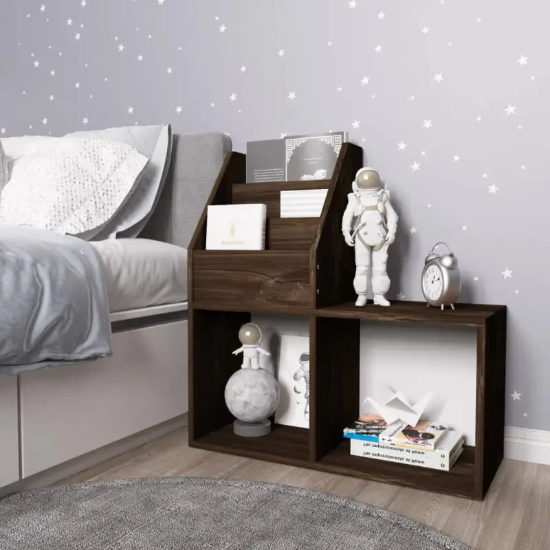 Tijdschriftenrek voor kinderen van bewerkt hout elegant en stevig - Gerookt eiken / 1 - Tijdschriftenrekken