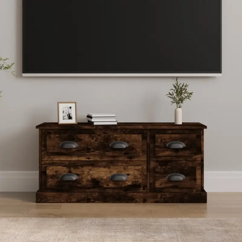 Trendy en stevig tv-meubel van bewerkt hout voor je woonkamer - Gerookt eiken / 1 - Tv-meubels