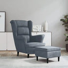 Trendy Fluweel Fauteuil met Comfortabele Hoogte Armleuning - Donkergrijs / 1 / Met voetensteun - Fauteuils &