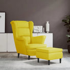 Trendy Fluweel Fauteuil met Comfortabele Hoogte Armleuning - Mosterdgeel / 1 / Met voetensteun - Fauteuils &