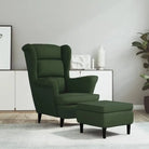 Trendy Fluweel Fauteuil met Comfortabele Hoogte Armleuning - Donkergroen / 1 / Met voetensteun - Fauteuils &