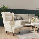 Trendy Fluweel Fauteuil met Comfortabele Hoogte Armleuning - Crème / 1 / Zonder voetensteun - Fauteuils & Relaxfauteuils