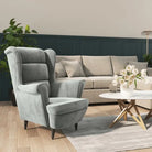 Trendy Fluweel Fauteuil met Comfortabele Hoogte Armleuning - Lichtgrijs / 1 / Zonder voetensteun - Fauteuils &