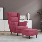 Trendy Fluweel Fauteuil met Comfortabele Hoogte Armleuning - Wijnrood / 1 / Met voetensteun - Fauteuils & Relaxfauteuils