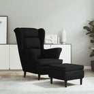 Trendy Fluweel Fauteuil met Comfortabele Hoogte Armleuning - Zwart / 1 / Met voetensteun - Fauteuils & Relaxfauteuils
