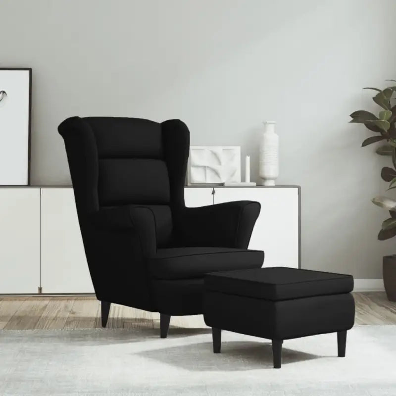 Trendy Fluweel Fauteuil met Comfortabele Hoogte Armleuning - Zwart / 1 / Met voetensteun - Fauteuils & Relaxfauteuils