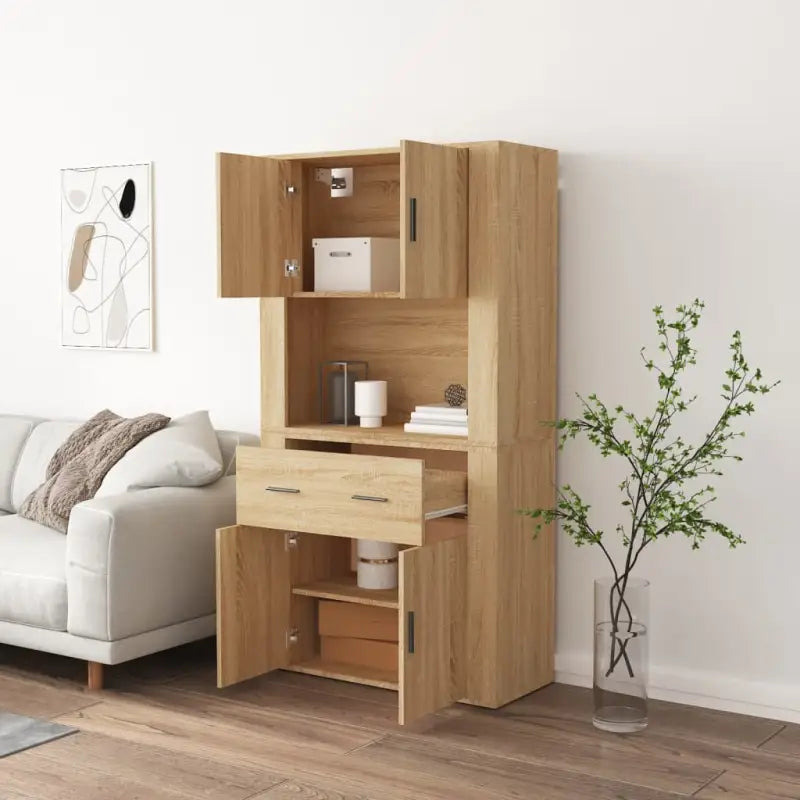 Trendy hoge kast van bewerkt hout met duurzame en stabiele constructie - Dressoirs & buffetkasten