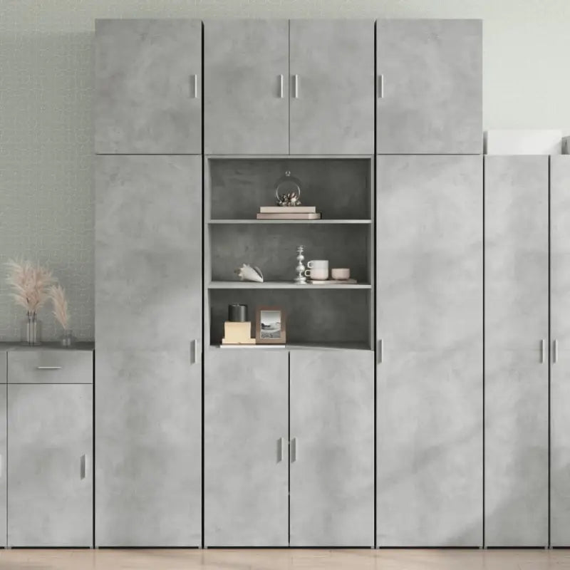 Trendy hoge kast van bewerkt hout met elegante uitstraling - Betongrijs / 1 - Dressoirs & buffetkasten