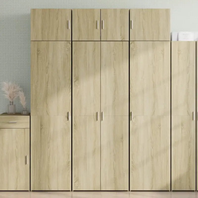 Trendy hoge kast van bewerkt hout voor een elegante interieurstijl - Sonoma eiken / 1 - Dressoirs & buffetkasten