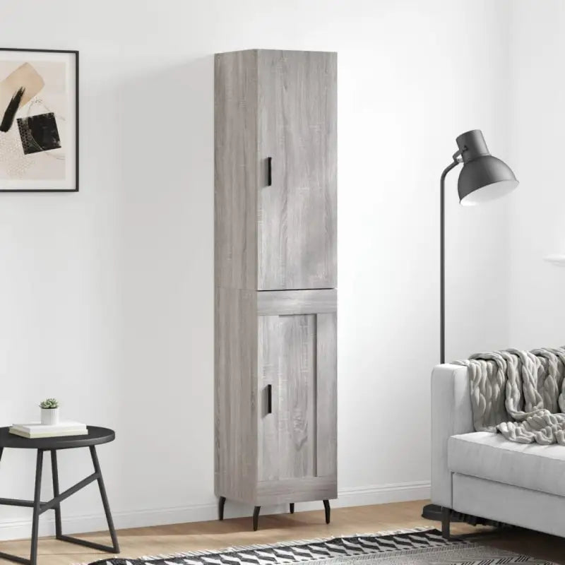 Trendy hoge kast van bewerkt hout voor een uniek interieur - Grijs sonoma / 1 / 1 houten deur - Dressoirs & buffetkasten