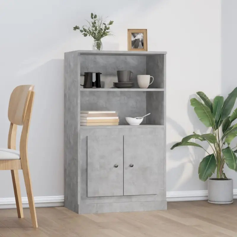 Trendy hoge kast van duurzaam bewerkt hout voor elke interieurstijl - Betongrijs / 1 - Dressoirs & buffetkasten