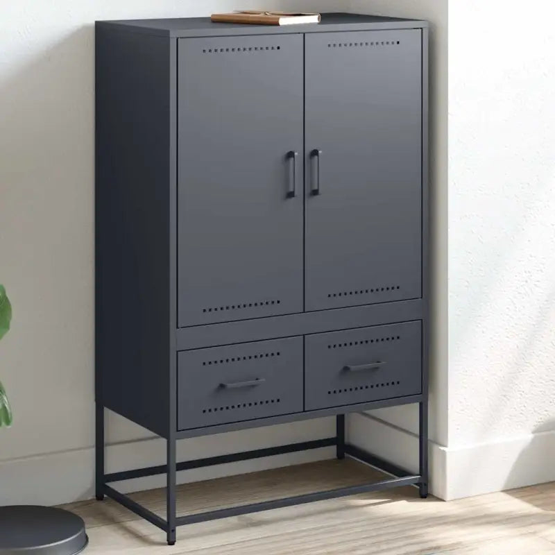 Trendy hoge kast van duurzaam staal voor een elegante uitstraling - Antraciet / 1 - Dressoirs & buffetkasten