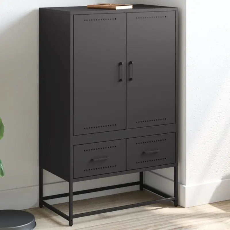 Trendy hoge kast van duurzaam staal voor een elegante uitstraling - Zwart / 1 - Dressoirs & buffetkasten
