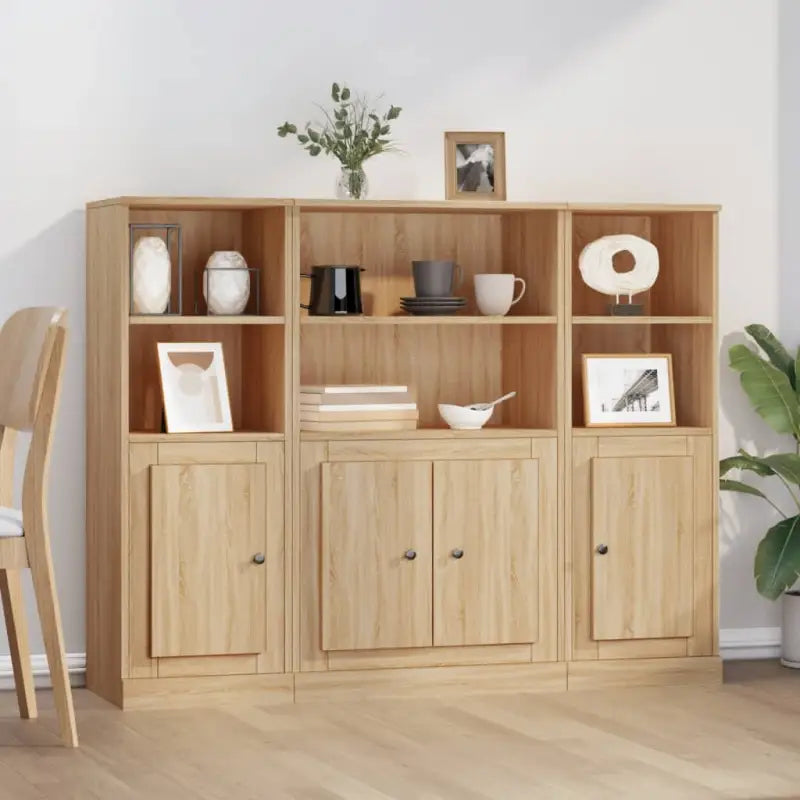 Trendy hoge kasten van bewerkt hout met duurzame charme - Sonoma eiken / 3 - Dressoirs & buffetkasten