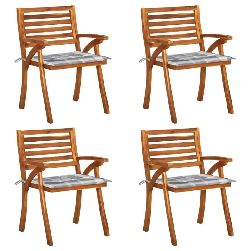Trendy houten tuinstoelen set van massief acaciahout met sets touwtjes - Grijs ruitpatroon / 4 - Tuinstoelen