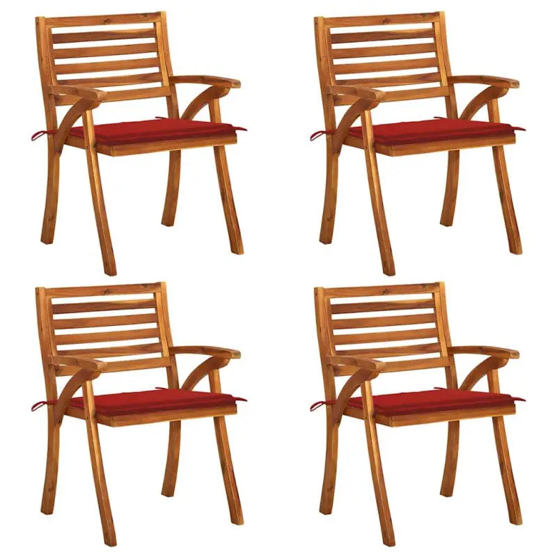 Trendy houten tuinstoelen set van massief acaciahout met sets touwtjes - Rood / 4 - Tuinstoelen