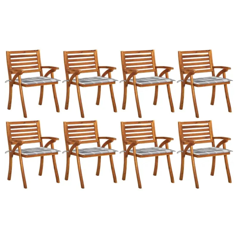 Trendy houten tuinstoelen set van massief acaciahout met sets touwtjes - Grijs ruitpatroon / 8 - Tuinstoelen