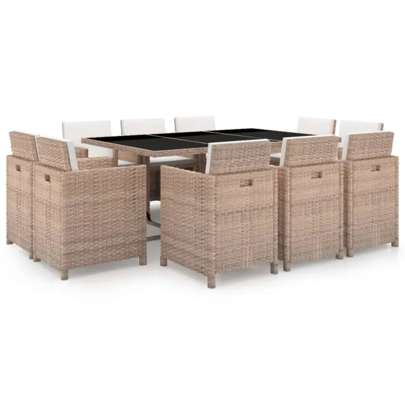 Trendy rattan tuinset met stalen frame en glazen tafelblad - Tuinsets