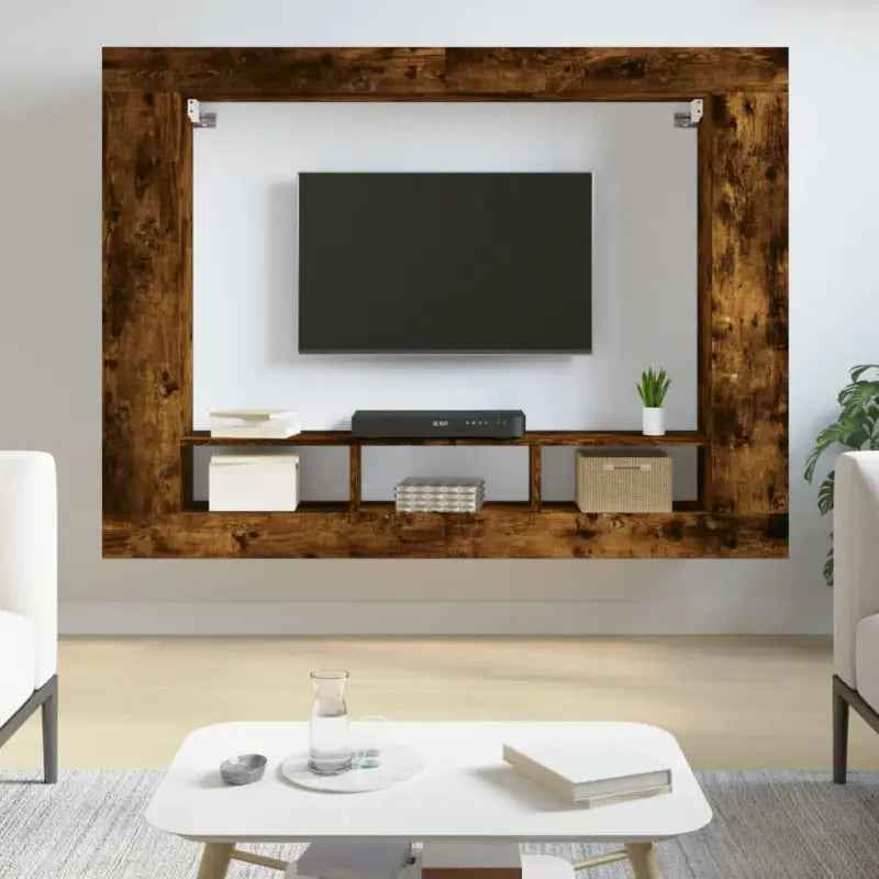 Trendy stevig tv-meubel van bewerkt hout met duurzaam en stabiel ontwerp - Gerookt eiken / 1 - Tv-meubels