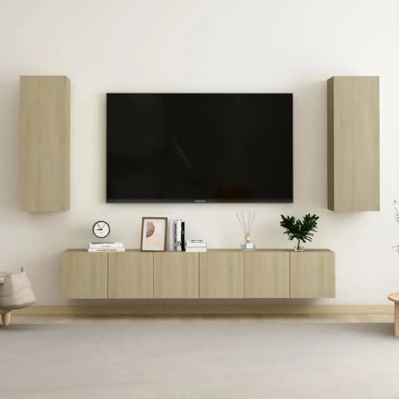 Trendy Televisiekast met muurbevestiging voor een tijdloze uitstraling - Sonoma eiken / 1 / 180 cm - Tv-meubels