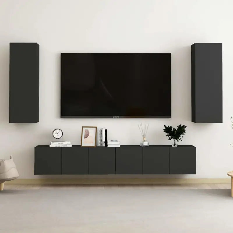Trendy Televisiekast met muurbevestiging voor een tijdloze uitstraling - Zwart / 1 / 180 cm - Tv-meubels