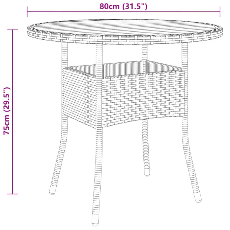 Trendy tuinset met poly rattan en natuurlijke olieafwerking - Zwart / Ø 80 cm table - Tuinsets