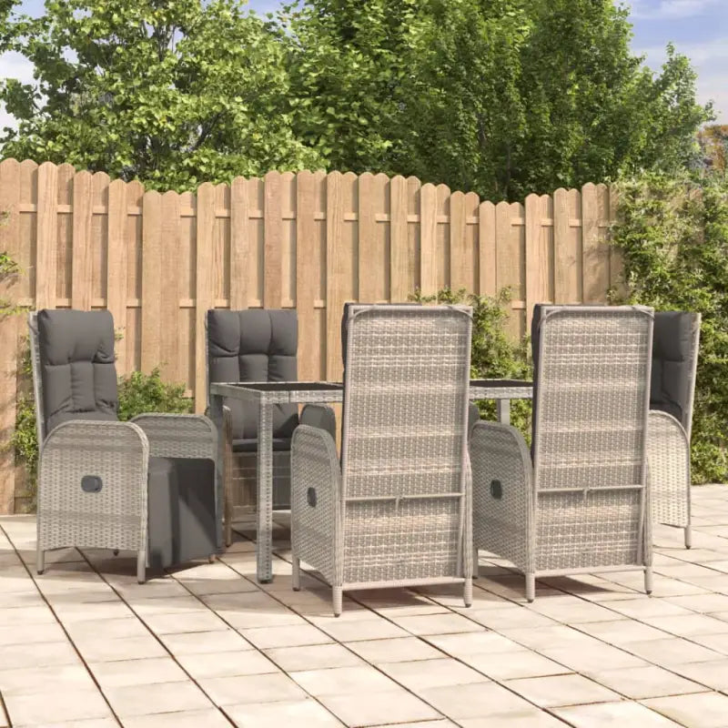 Trendy tuinset met poly rattan en verstelbare tuinstoelen van massief acaciahout - 150 cm tafellengte / 4x stoel + 2x