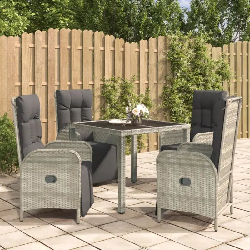 Trendy tuinset met poly rattan en verstelbare tuinstoelen van massief acaciahout - 90 cm tafellengte / 4x armstoel