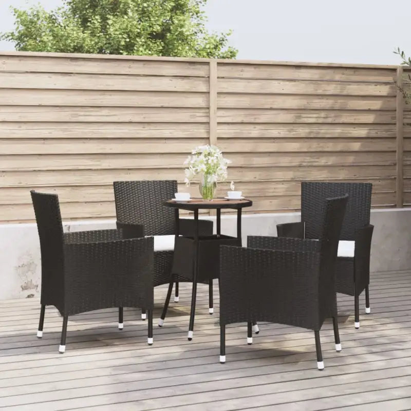 Trendy tuinset van poly rattan en gepoedercoat staal in zwart materiaal - Zwart en crème - Tuinsets