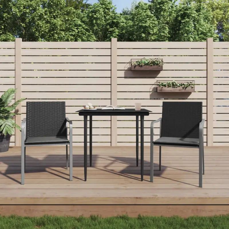 Trendy tuinstoelen van duurzaam poly rattan voor terras en tuin - Zwart / 2 - Tuinstoelen