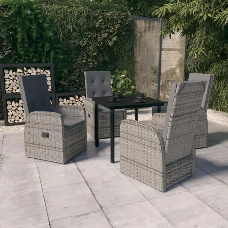 Trendy tuinstoelset met gemakkelijke stoelen en ruime afmetingen - Grijs / 80 cm tafellengte - Tuinsets