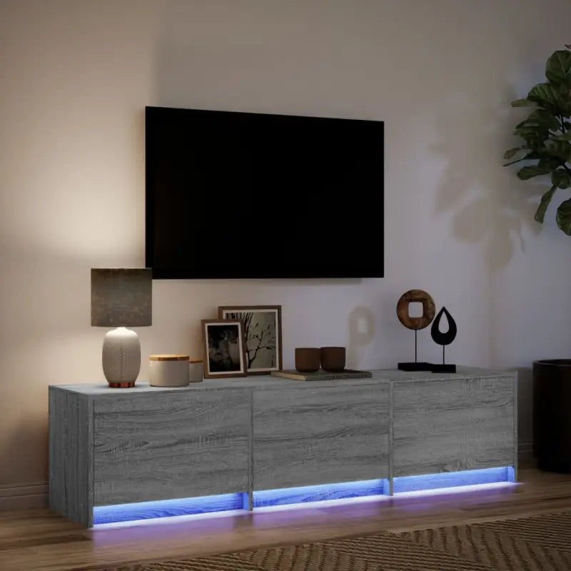 Trendy TV-meubel met LED-verlichting in grijs Sonoma eiken stijl - Tv-meubels