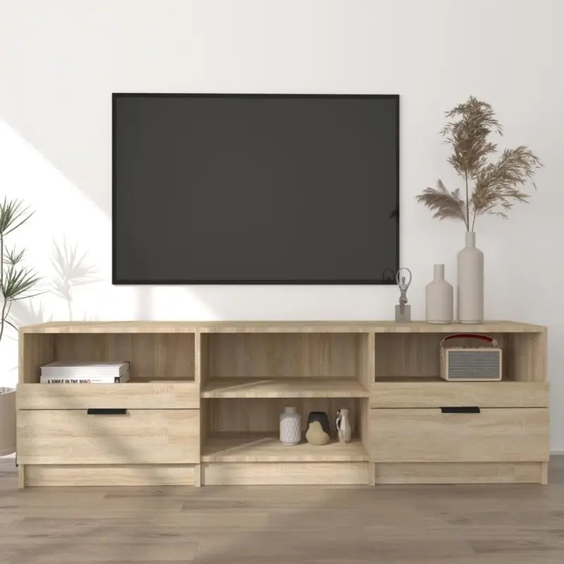Trendy tv-meubel met stevig blad en bewerkt hout voor modern interieur - Sonoma eiken / 1 - Tv-meubels