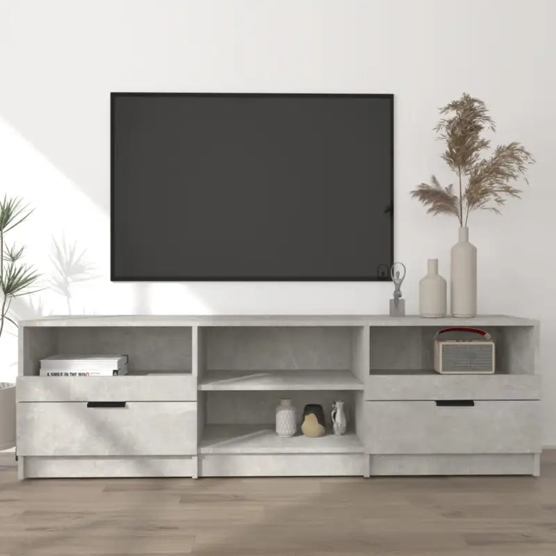 Trendy tv-meubel met stevig blad en bewerkt hout voor modern interieur - Betongrijs / 1 - Tv-meubels