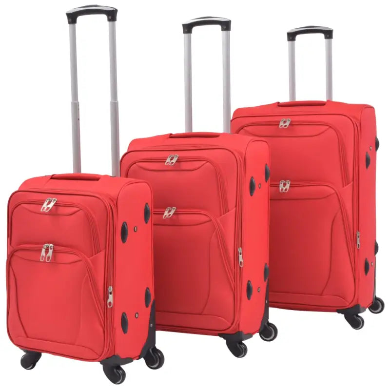 Trolleyset met duurzame PVC-gecoate oxford-stof en veiligheidssluitingen - Rood / 1 / 4 - Koffers