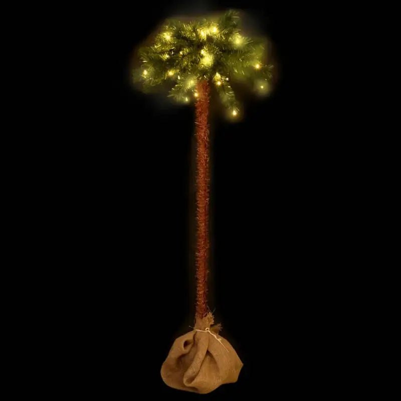Tropische sfeer kunstpalmboom met LED’s en linnen stof voor binnen - Kerstbomen