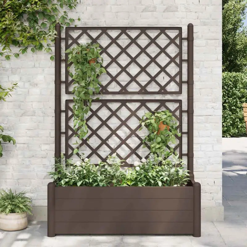 Tuinbak met trellis voor planten buitengebruik - Mokka / 100 x 43 x 142 cm / 1 - Bloempotten & plantenbakken