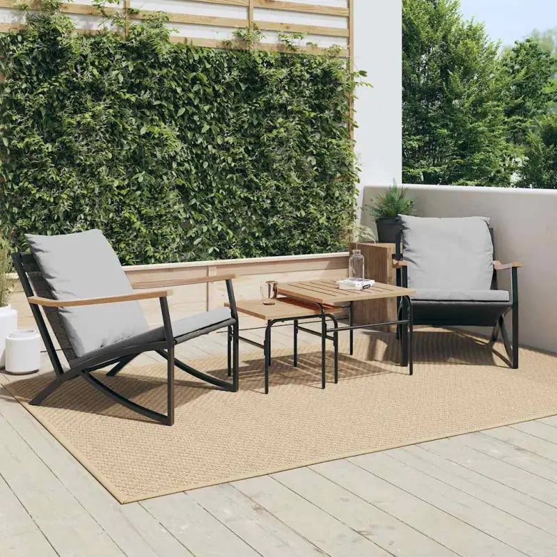 Tuinbank met kussen voor comfortabele zitervaring met wasbare hoes - 2 x Fauteuil + 2 x Tafel - Tuinsets