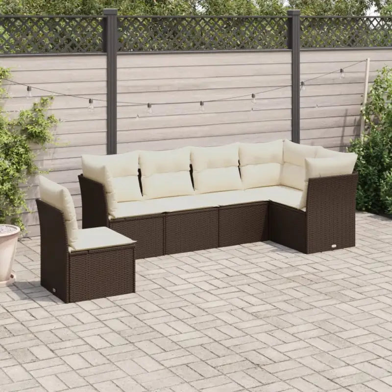 Tuinbank met poly rattan en gepoedercoat staal voor comfortabele zitervaring - Bruin en crème / Met tafel - Tuinsets