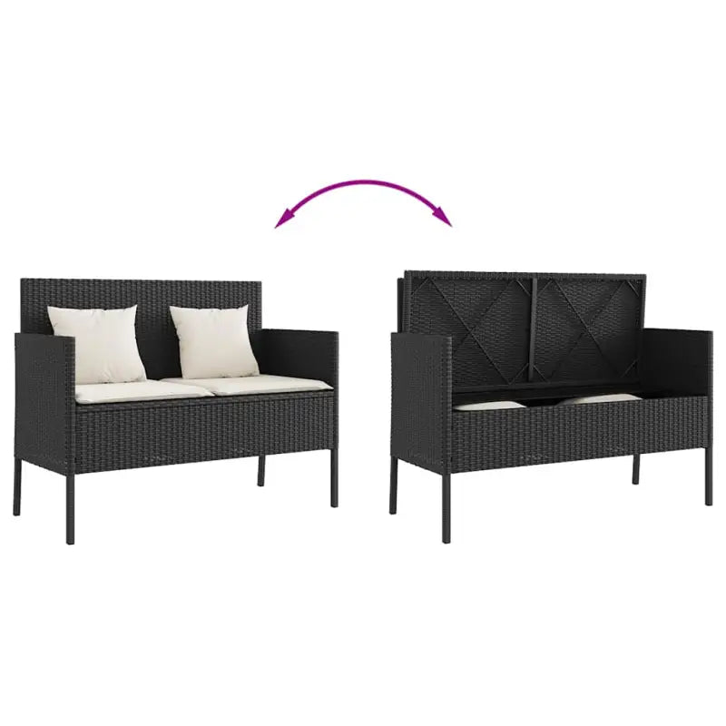 Tuinbank van poly rattan met waterdichte zak voor andere spullen - Tuinbanken