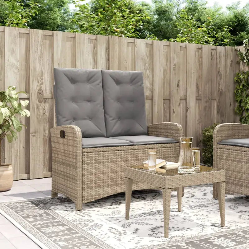 Tuinbank van poly rattan voor een comfortabele zitervaring - Beige en grijs / 105 x 59 x 93 cm / 1 - Tuinbanken