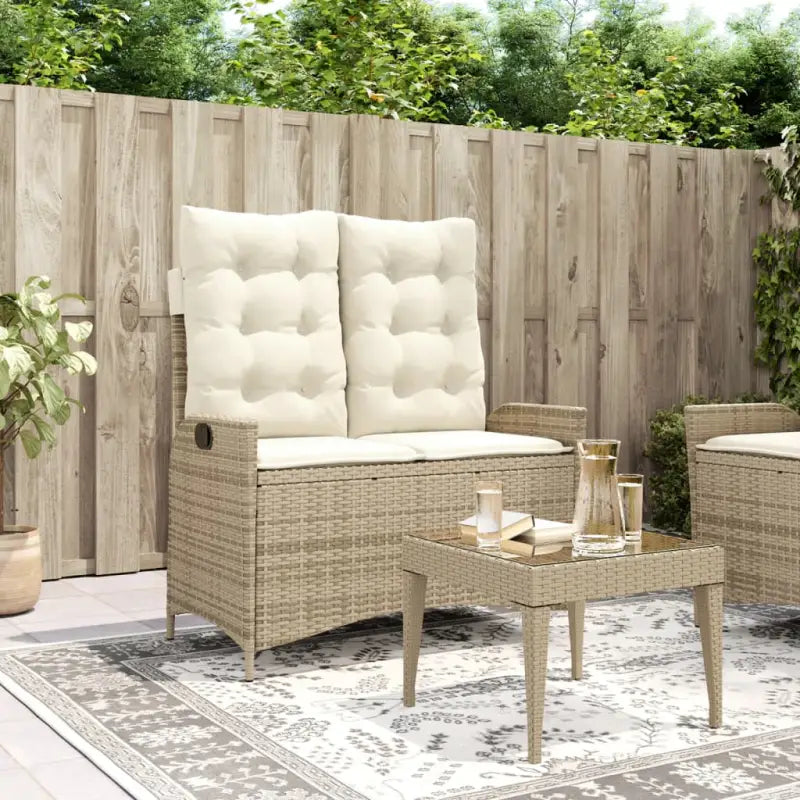 Tuinbank van poly rattan voor een comfortabele zitervaring - beige en crèmekleurig / 104 x 59 x 93 cm / 1 - Tuinbanken