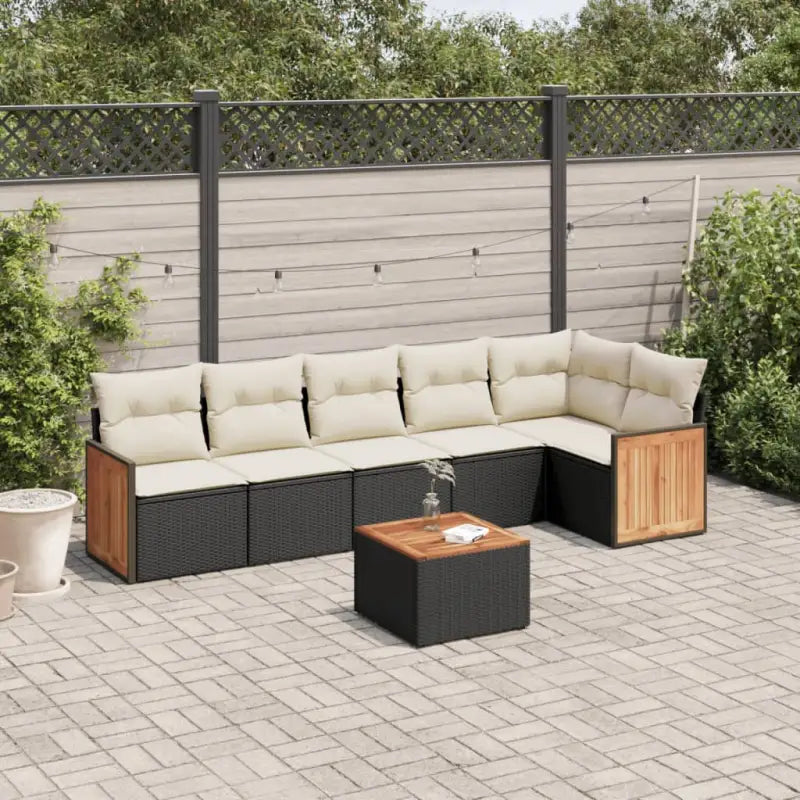 Tuinset in beige materiaal met gepoedercoat staal afmetingen - Zwart en crème / Met tafel - Tuinsets